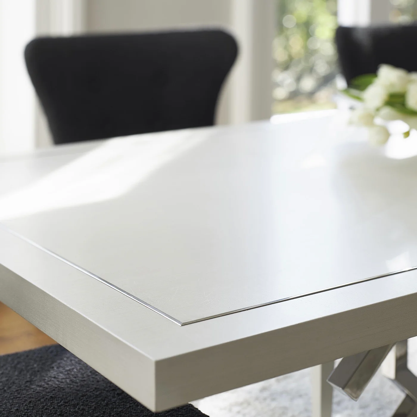 Bernhardt Silhouette Collection Rectangular Dining Table With Sculptural Steel Base - Image 10