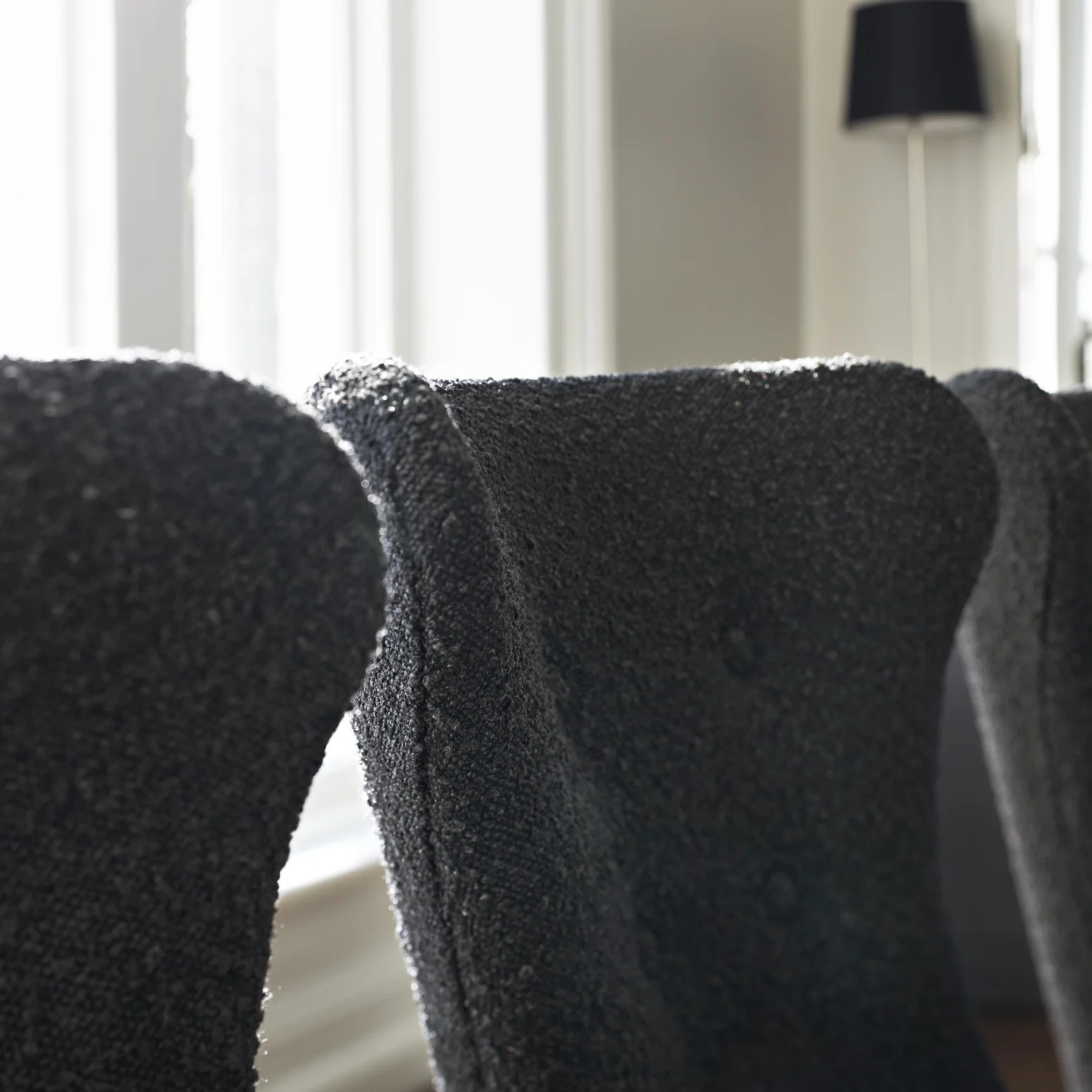 Bernhardt Silhouette Collection Tufted Side Dining Chair ~ Dark Boucle Upholstery - Image 5