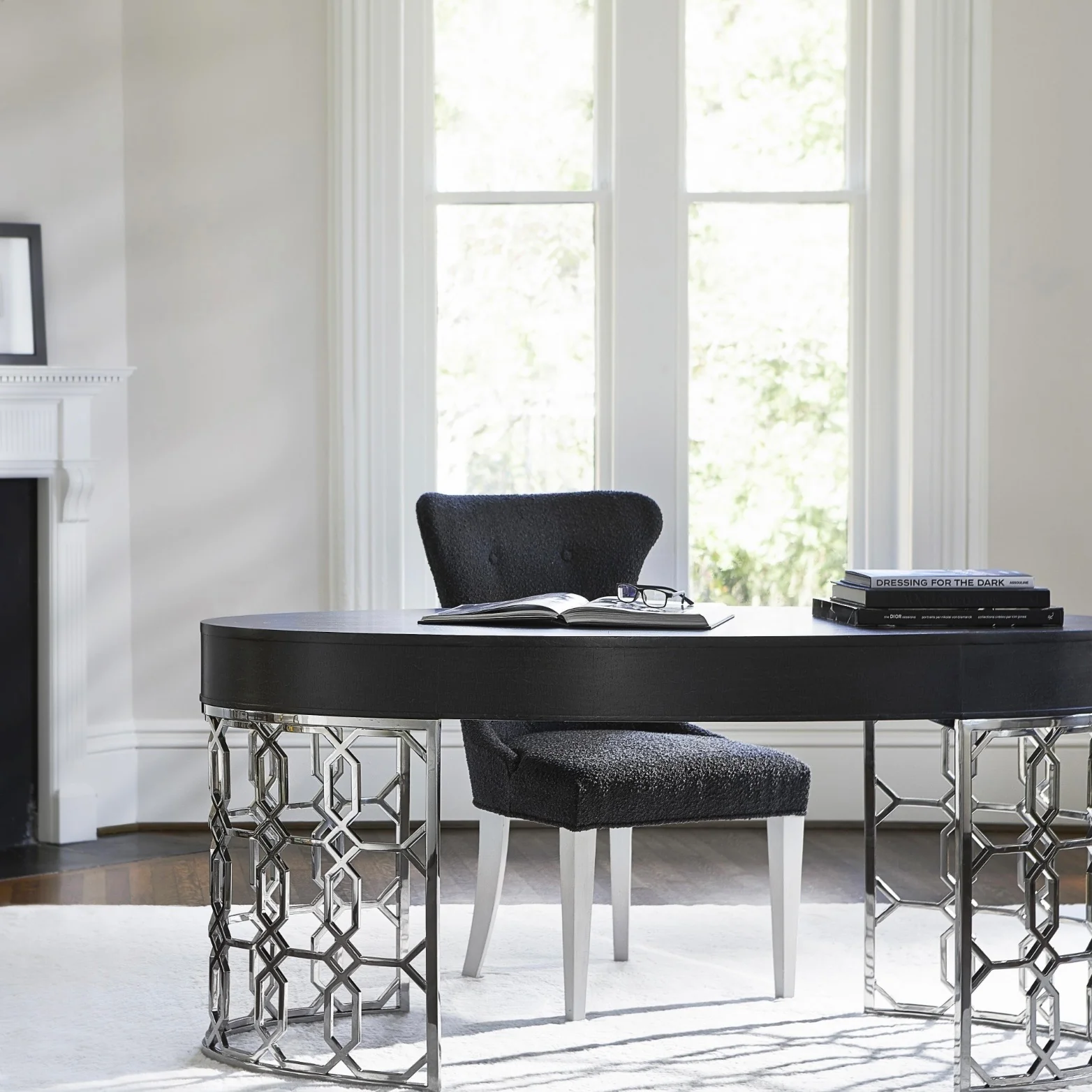 Bernhardt Silhouette Collection Tufted Side Dining Chair ~ Dark Boucle Upholstery - Image 7