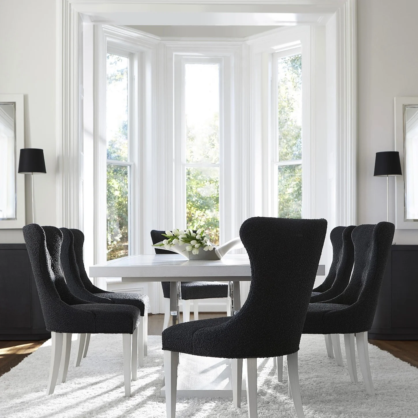 Bernhardt Silhouette Collection Tufted Side Dining Chair ~ Dark Boucle Upholstery - Image 8