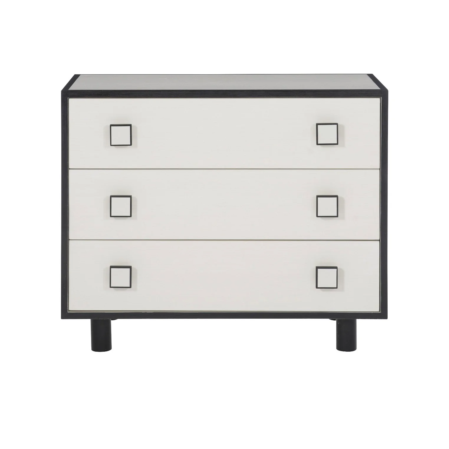 Bernhardt Silhouette Collection Three Drawer Nightstand ~Onyx and Eggshell Two Tone Finish - Image 3