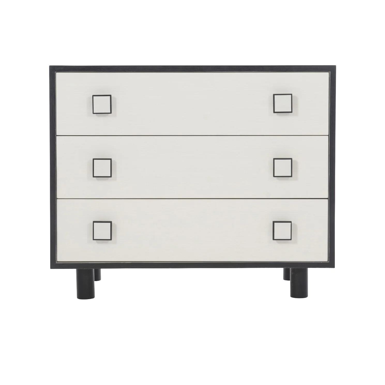 Bernhardt Silhouette Collection Three Drawer Nightstand ~Onyx and Eggshell Two Tone Finish - Image 4
