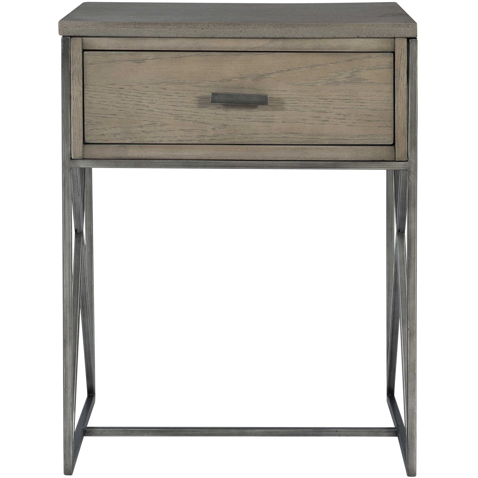 Uttermost Cartwright Aged Gray Concrete Top With Gray Oak Wood & Brushed Pewter Side Table - Image 3