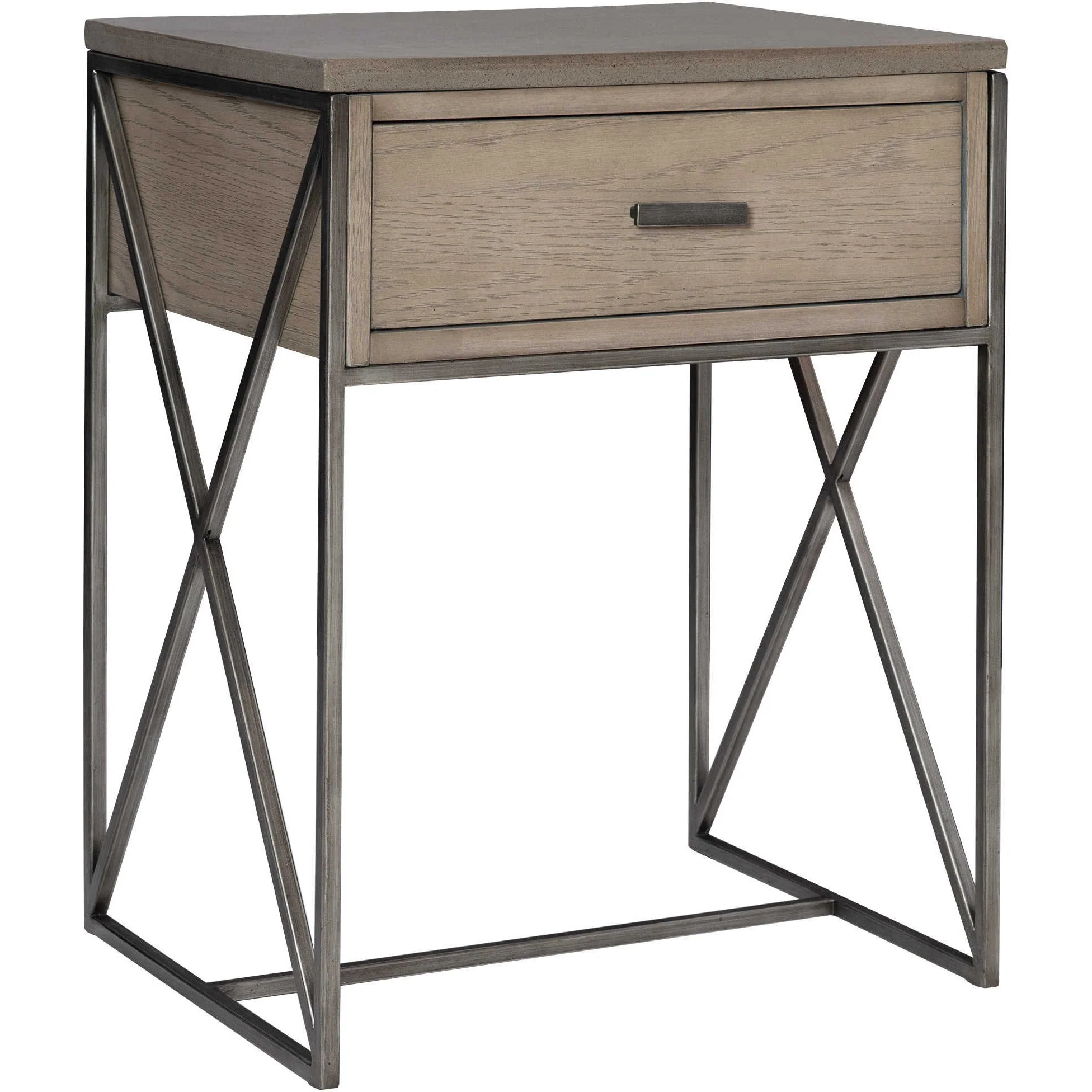 Uttermost Cartwright Aged Gray Concrete Top With Gray Oak Wood & Brushed Pewter Side Table - Image 5