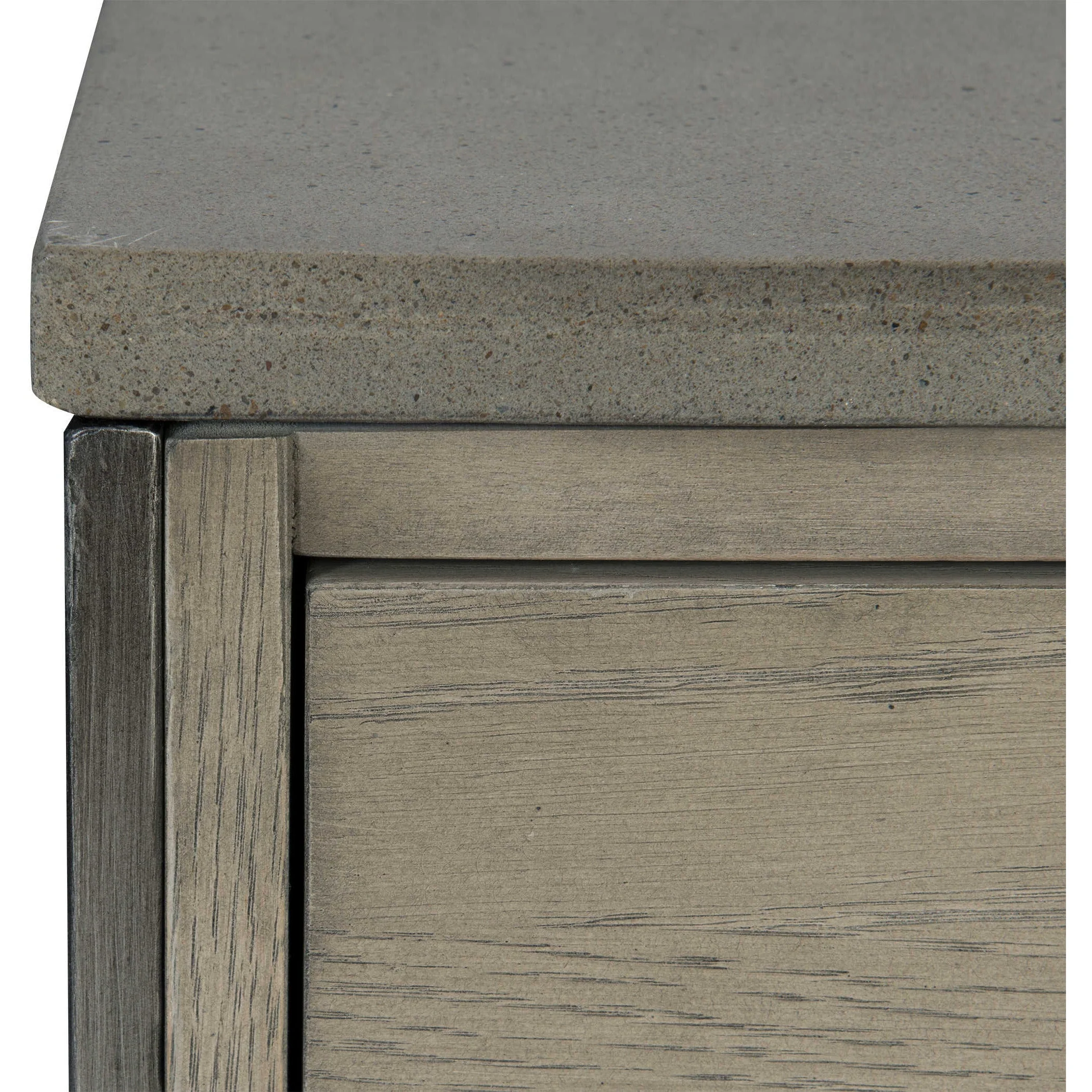 Uttermost Cartwright Aged Gray Concrete Top With Gray Oak Wood & Brushed Pewter Side Table - Image 6