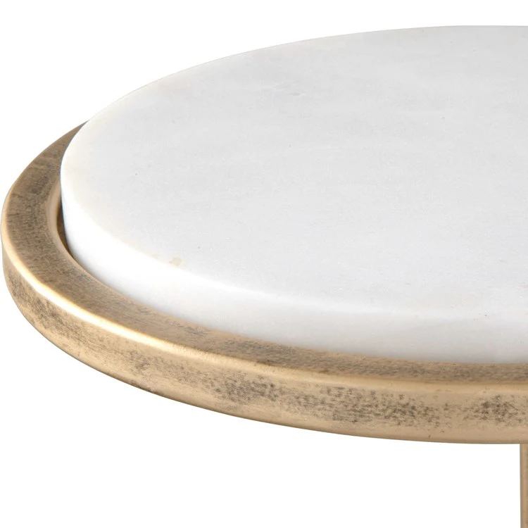 Casa Bella Living Aged Gold Iron Frame And White Marble Accent Table - Image 5