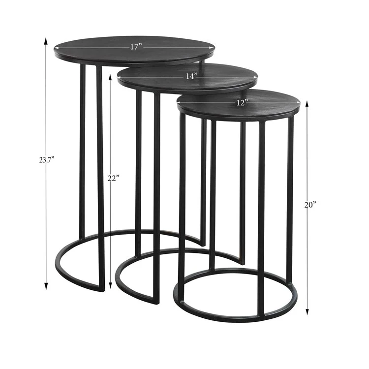 Casa Bella Living Set Of Three Iron Nesting Tables - Image 7