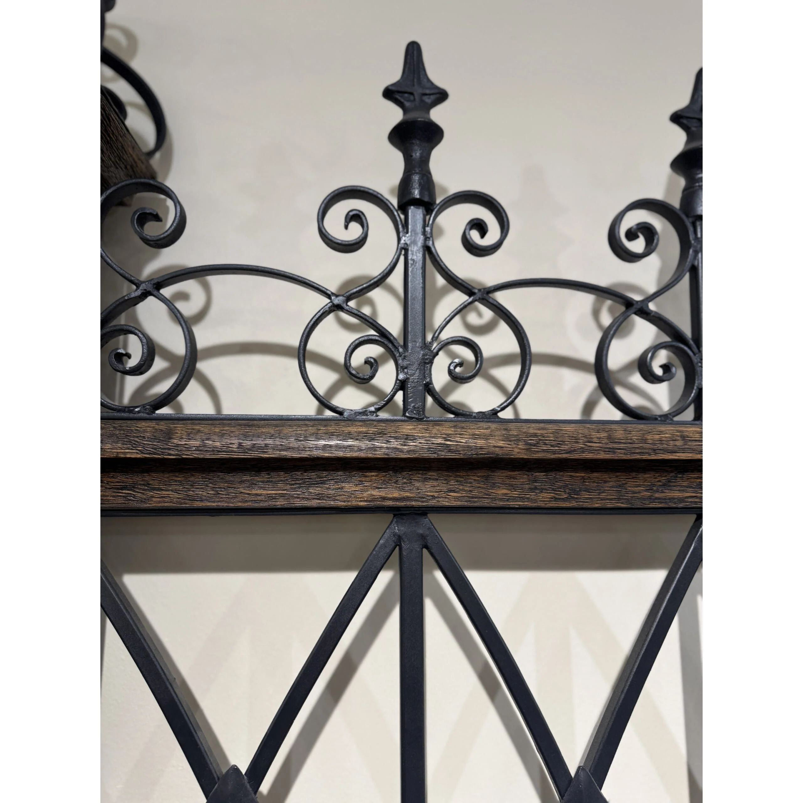 Casa Bonita Peruvian Hand-Painted Carved Wood and Hand Forged Iron Fortaleza King Size Bed - Image 6