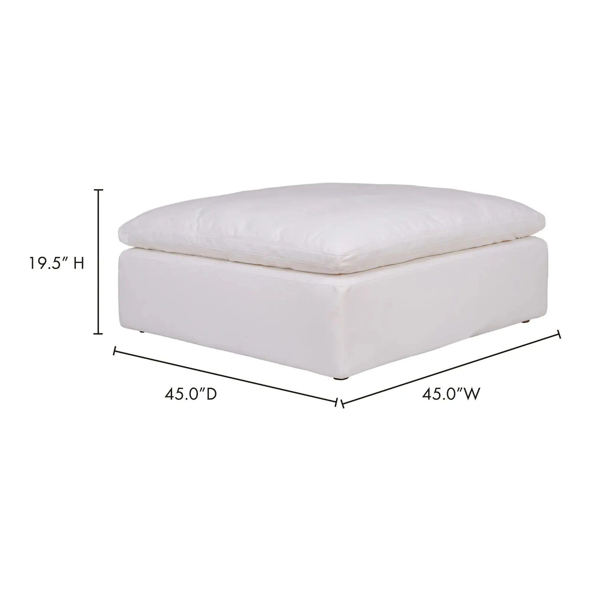 Moe’s Home Collection Clay Cream White Performance Fabric Ottoman - Image 11