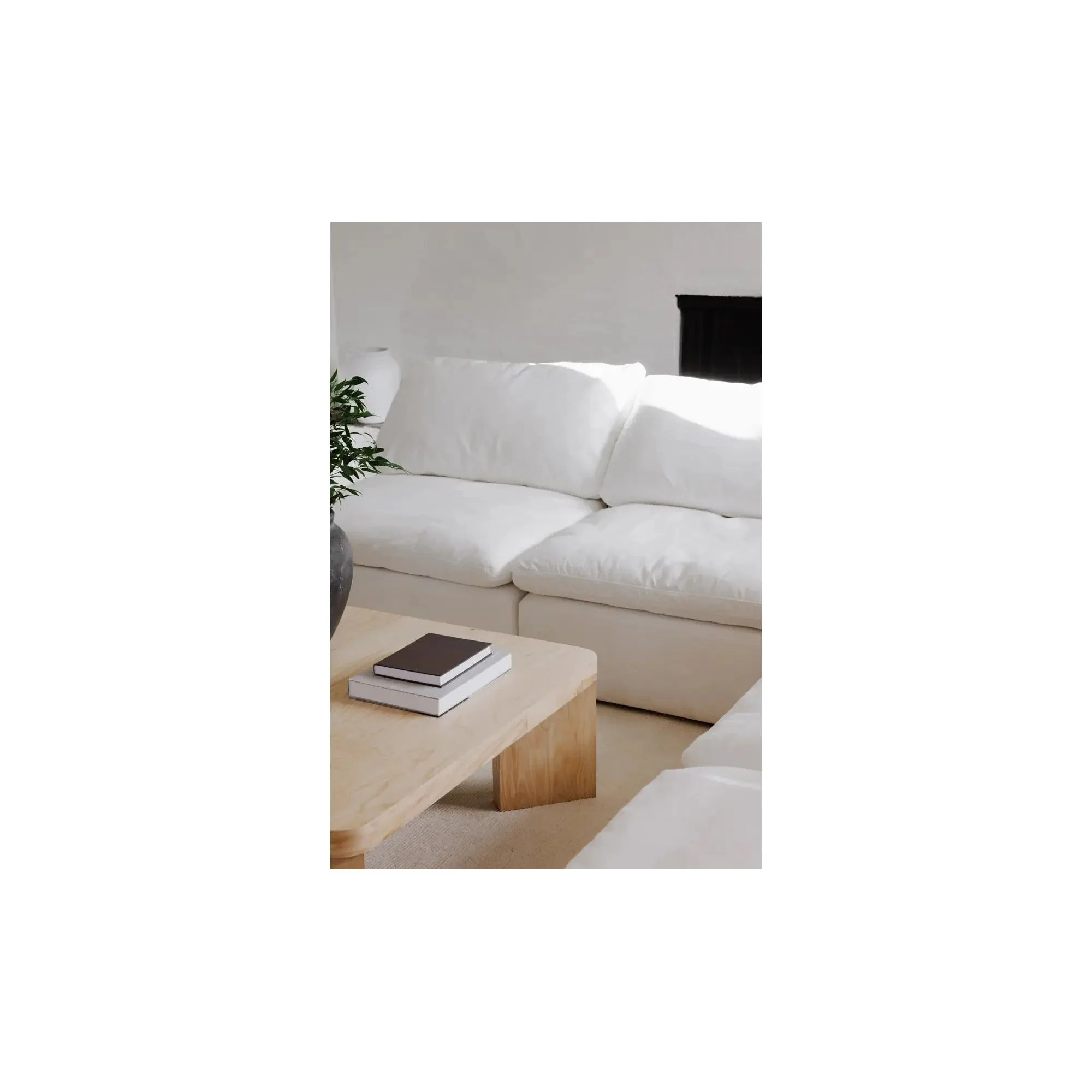 Moe’s Home Collection Clay Cream White Performance Fabric Ottoman - Image 5