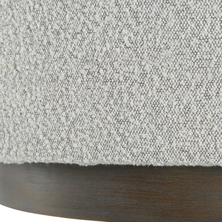 Uttermost Avila Ivory & Gray Boucle Fabric Round Ottoman - Image 4
