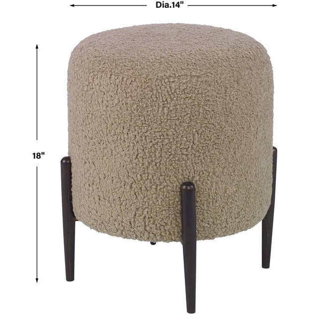 Uttermost Arles Latte Faux Shearling Round Ottoman - Image 4