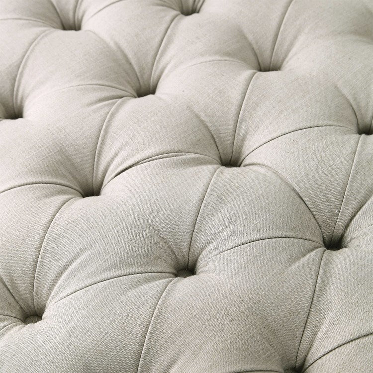 Uttermost Kaniel Plush Diamond Tufted Taupe Linen Ottoman - Image 5