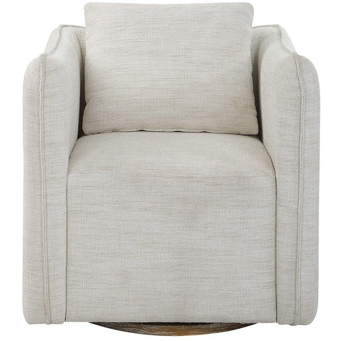 Uttermost Corben White Linen Swivel Armchair - Image 3