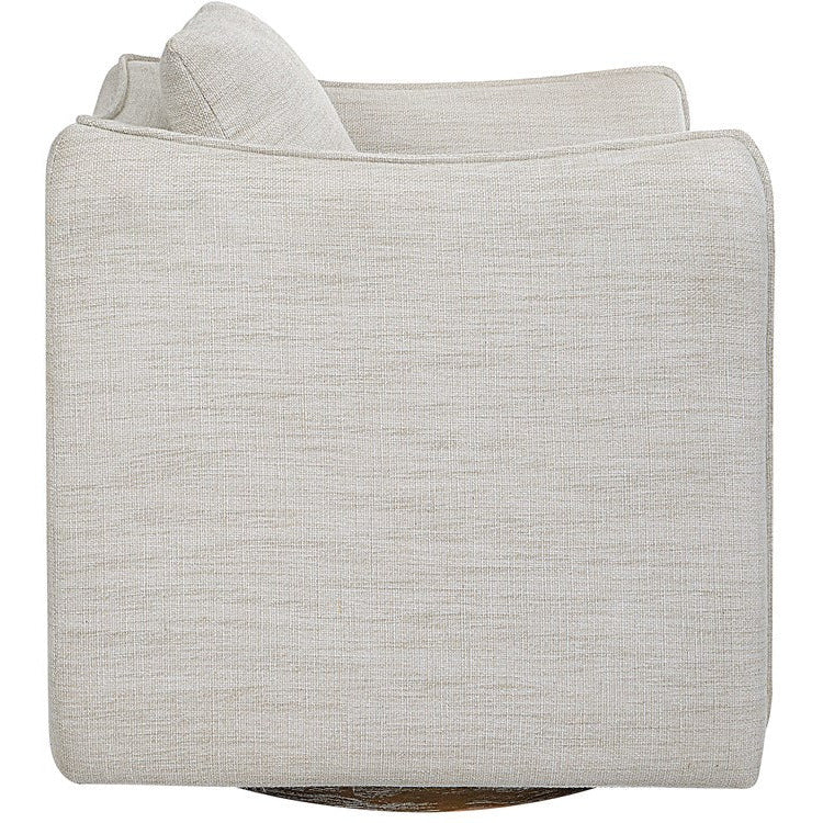 Uttermost Corben White Linen Swivel Armchair - Image 5