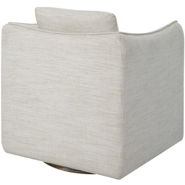 Uttermost Corben White Linen Swivel Armchair - Image 6
