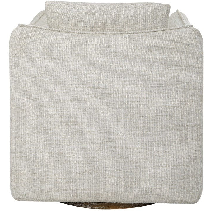 Uttermost Corben White Linen Swivel Armchair - Image 7