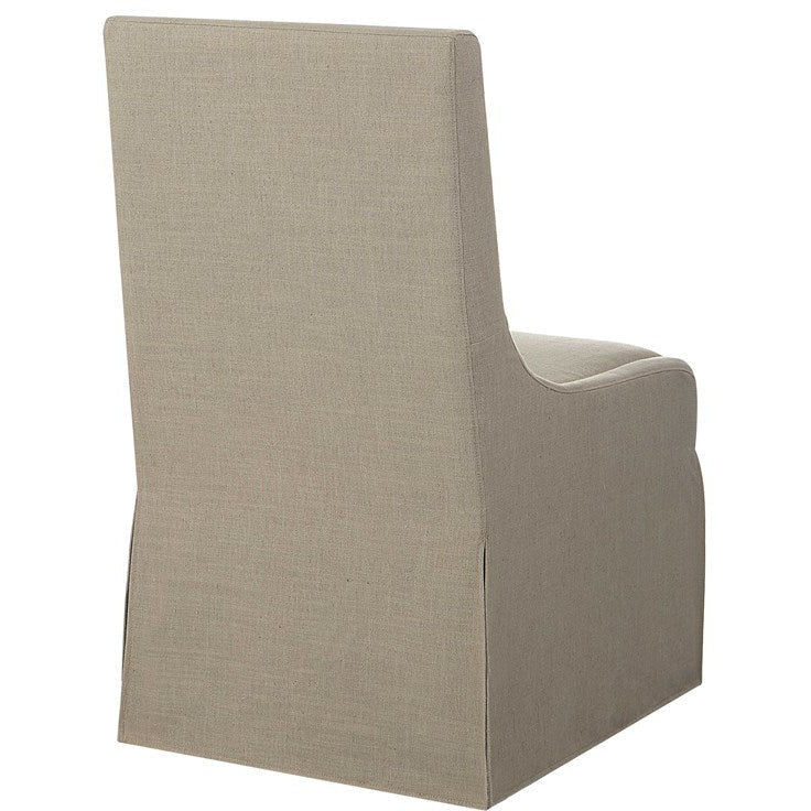 Uttermost Coley Tan Linen Performance Fabric Slipcovered Armless Chair With Pillow - Image 3