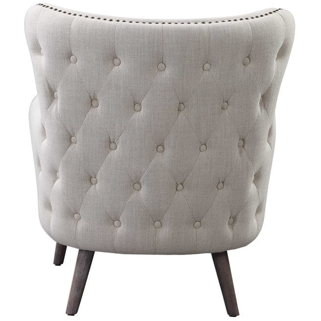 Uttermost Donya Cream Linen Accent Chair With Button Tufted Back - Image 6