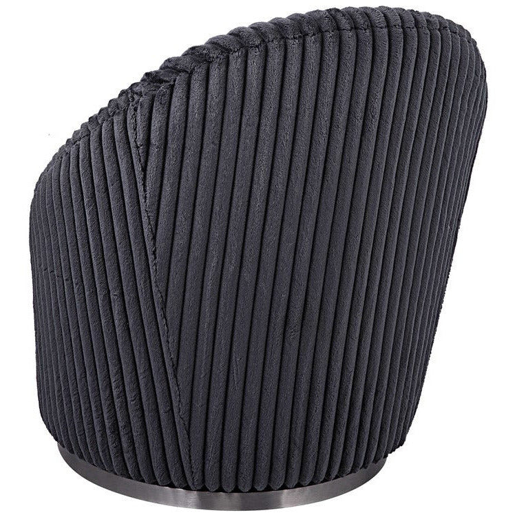 Uttermost Crue Luxurious Fluted Gunmetal Chenille Swivel Chair - Image 6