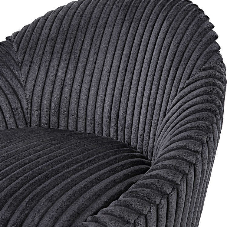 Uttermost Crue Luxurious Fluted Gunmetal Chenille Swivel Chair - Image 8