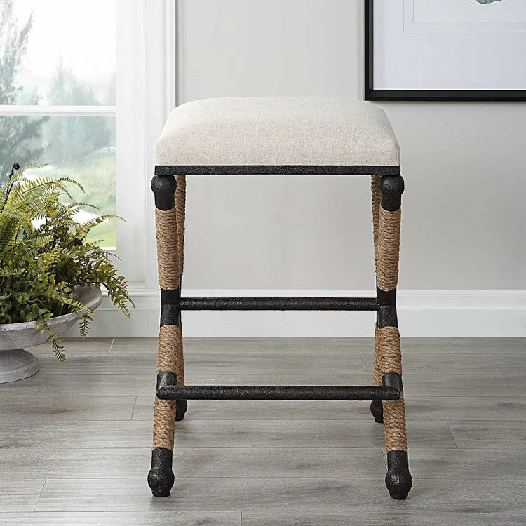 Uttermost Firth Oatmeal Performance Fabric Counter Stool - Image 3