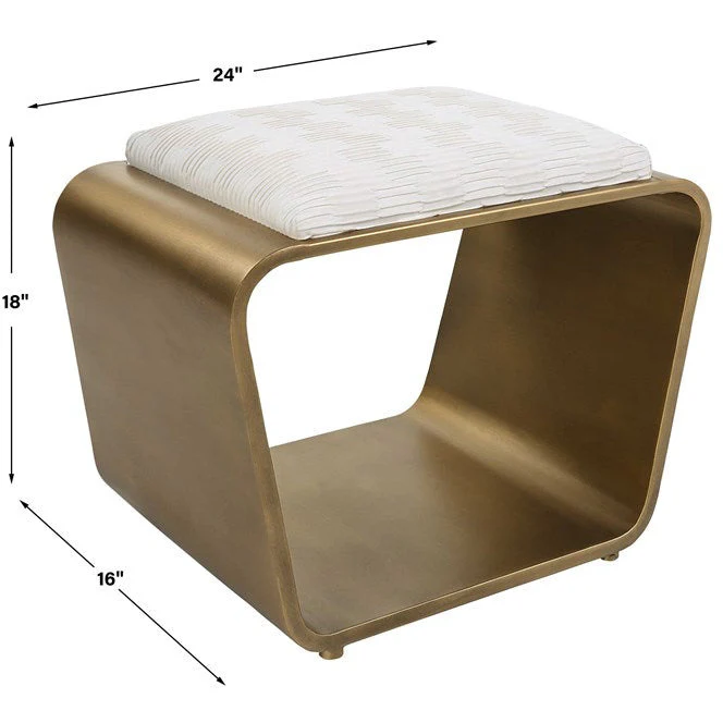 Uttermost Hoop Contemporary Gold Metal Bench - Image 6
