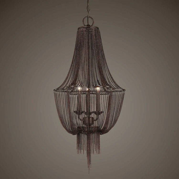 Uttermost Lezzeno Dark Oil Rubbed Bronze Draped Jewelry Chain 3 Light Chandelier - Image 3