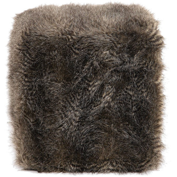 Uttermost Jayna Plush Chocolate Faux Fur  Round Ottoman - Image 3