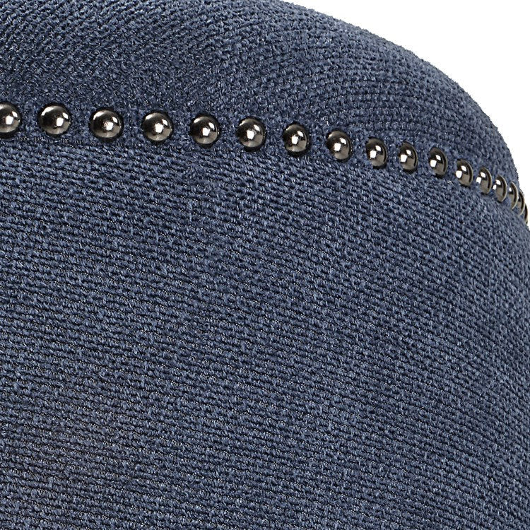 Uttermost Gumdrop Plush Denim Blue Chenille Round Ottoman - Image 4