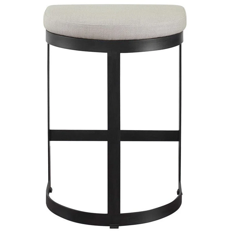 Uttermost Ivanna Off White Linen Performance Fabric Counter Stool With Matte Black Iron Base - Image 5