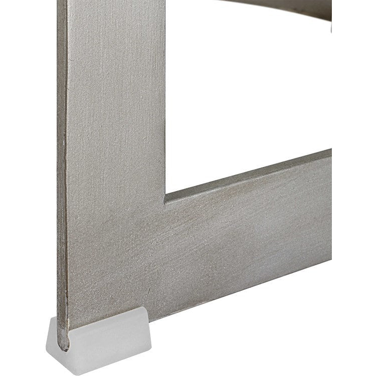 Uttermost Ivanna White Linen Performance Fabric Counter Stool With Brushed Silver Iron Base - Image 5