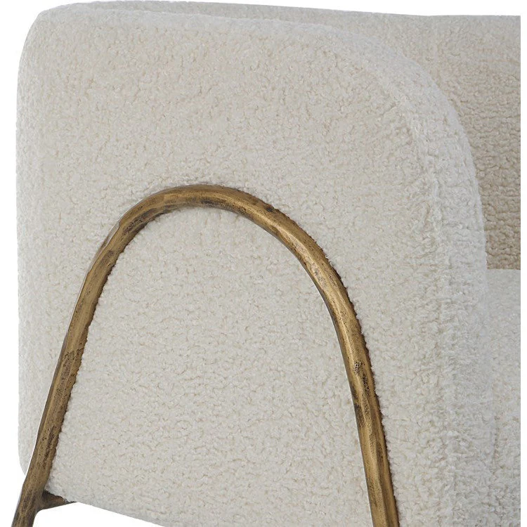 Uttermost Jacobsen Off-White Faux Shearling Barrel Accent Chair - Image 8