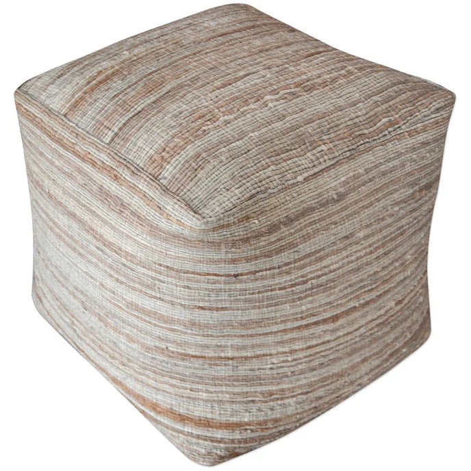 Uttermost Shiro Beige Textured Fabric Pouf Ottoman - Image 3