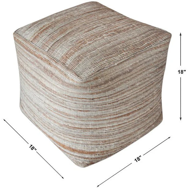 Uttermost Shiro Beige Textured Fabric Pouf Ottoman - Image 5