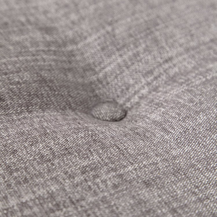 Uttermost Blake Plush Button Tufted Taupe-Brown Linen Modern Round Ottoman With Brushed Brass - Image 4