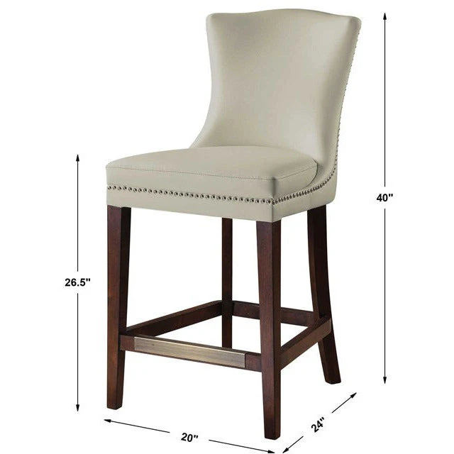Uttermost Dariela Cream Faux Leather Counter Stool With Birch Wood Frame - Image 9