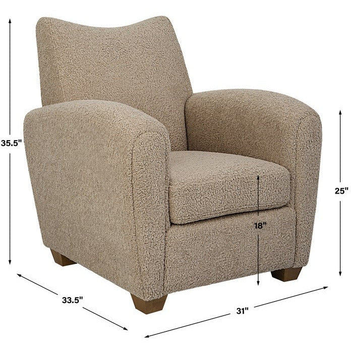 Uttermost Teddy Latte Faux Shearling Accent Chair - Image 8