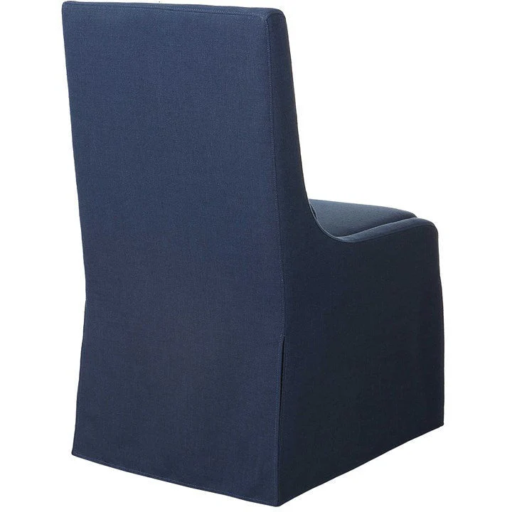 Uttermost Coley Denim Blue Linen Performance Fabric Slipcovered Armless Chair With Pillow - Image 6