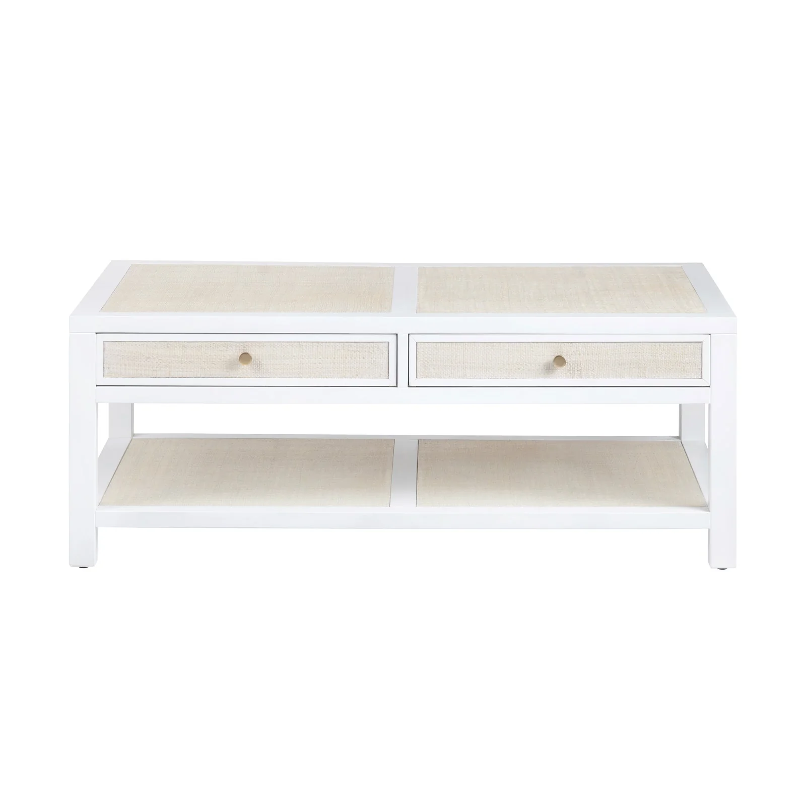 Crestview Collection Sandy Shores White Wood and Rattan Coffee Table - Image 4