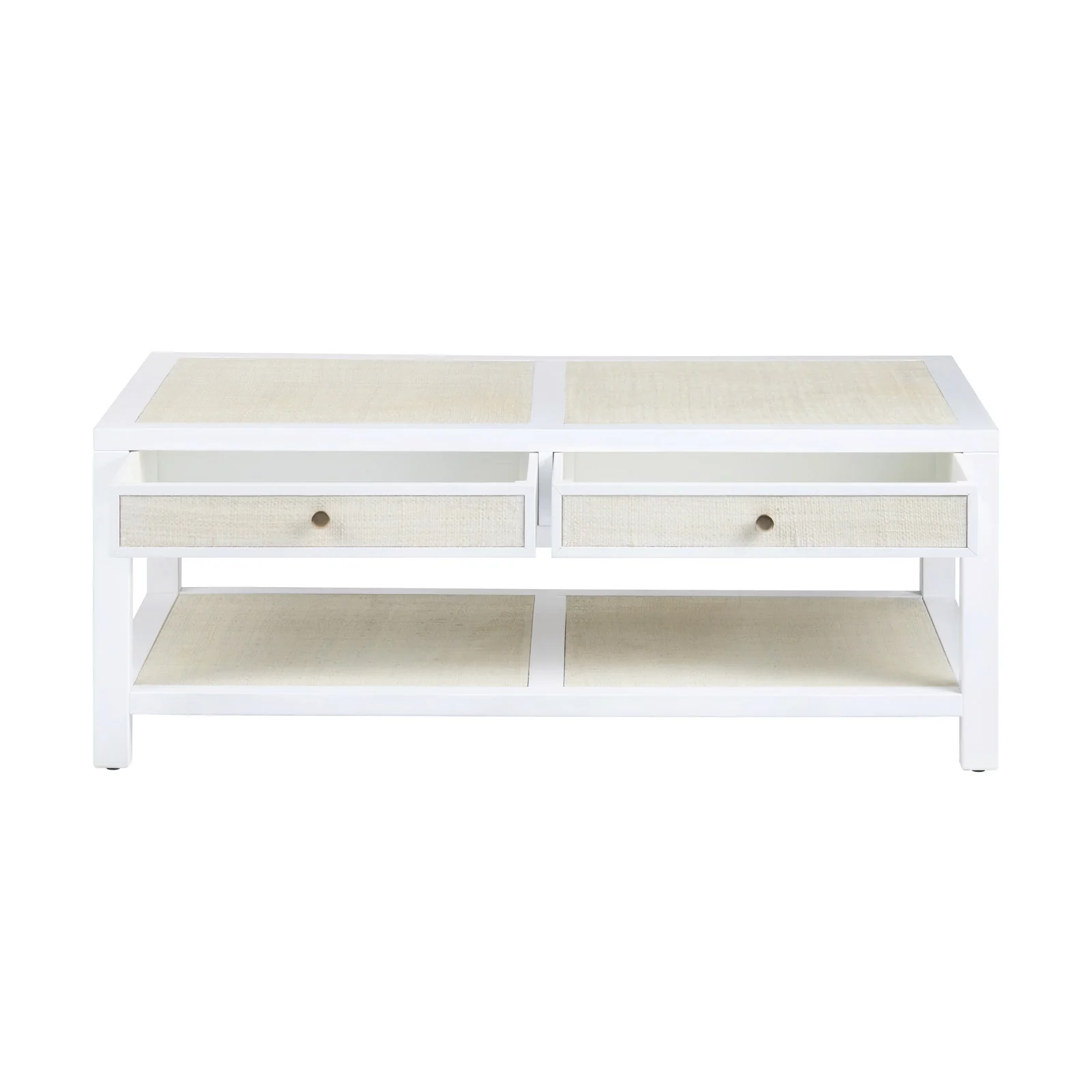 Crestview Collection Sandy Shores White Wood and Rattan Coffee Table - Image 5