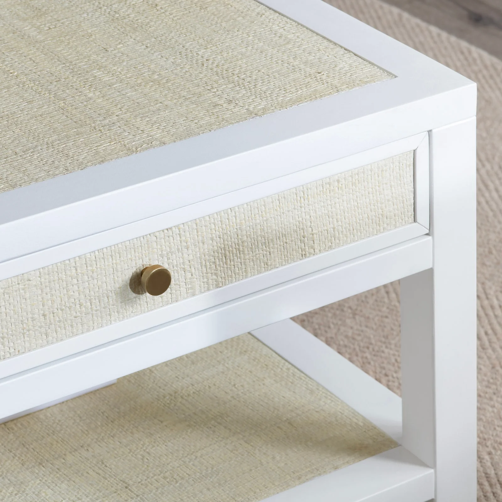 Crestview Collection Sandy Shores White Wood and Rattan Coffee Table - Image 7