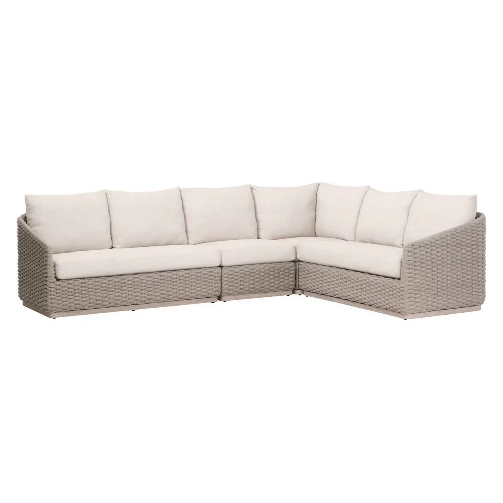 Essentials For Living Caspian Outdoor Modular Corner Sofa ~ Performance Ecru Weave - Image 4