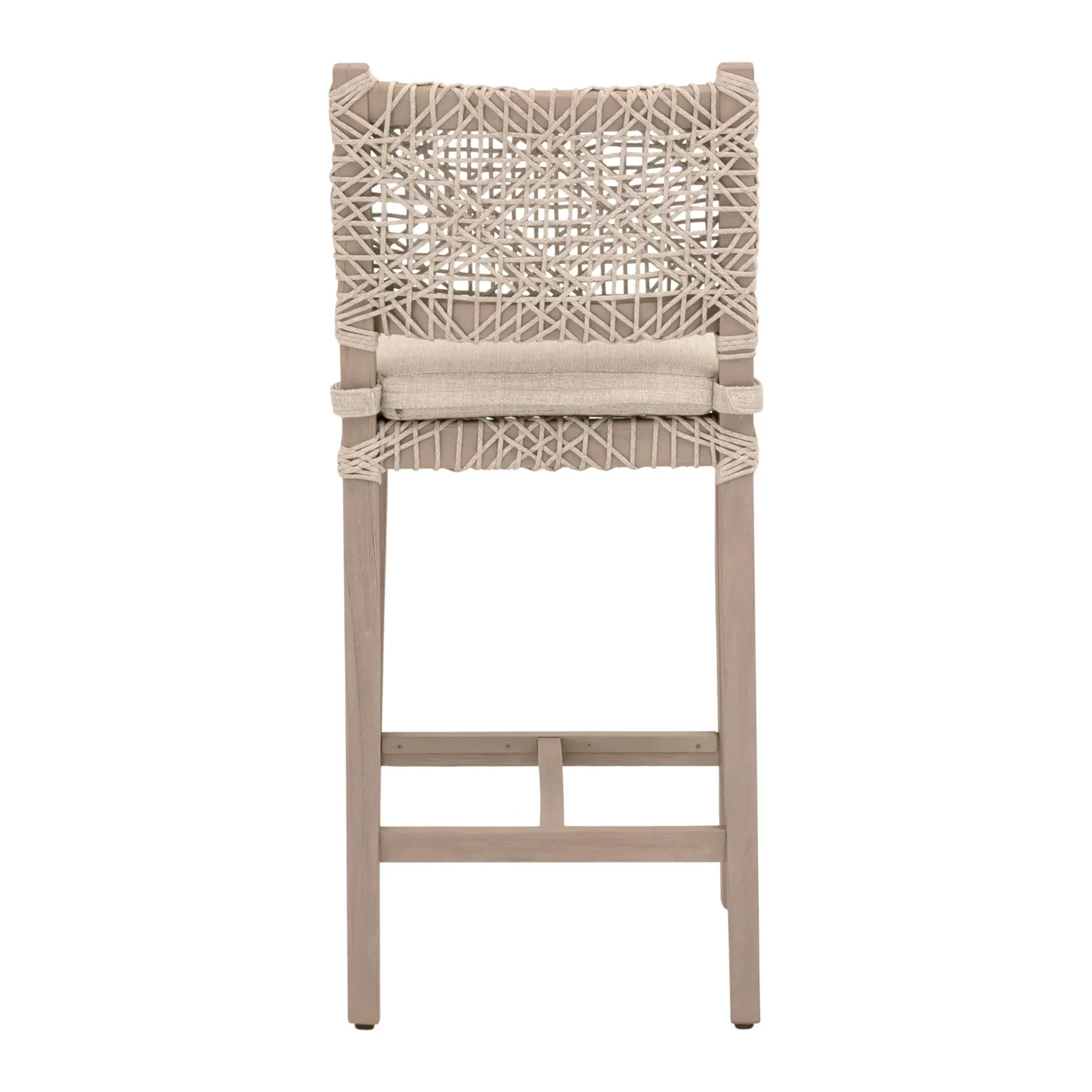 Essentials For Living Costa Outdoor Counter Stool ~ Oat Flat Rope, Performance Ecru Weave, Washed Ever Teak - Image 5