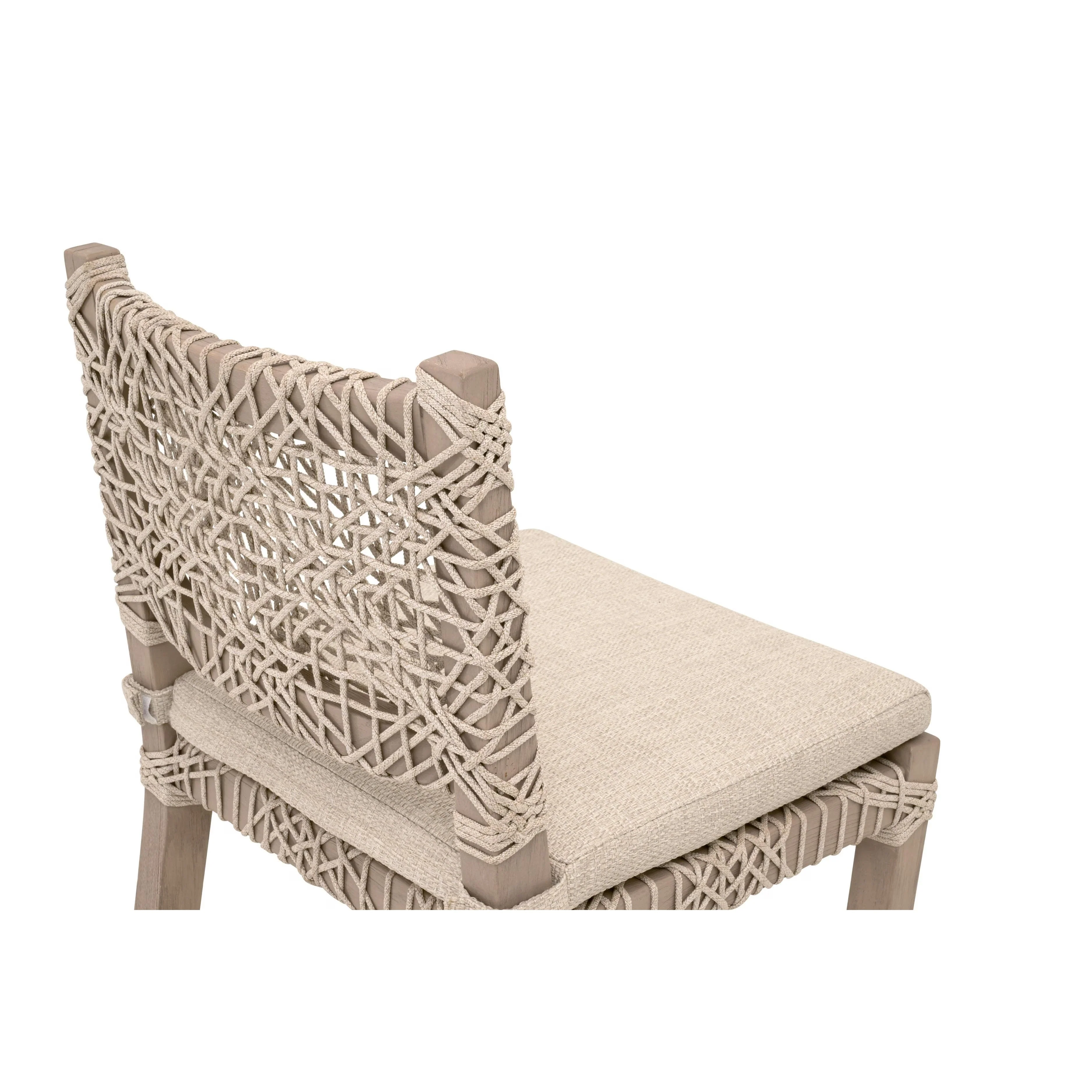 Essentials For Living Costa Outdoor Counter Stool ~ Oat Flat Rope, Performance Ecru Weave, Washed Ever Teak - Image 6