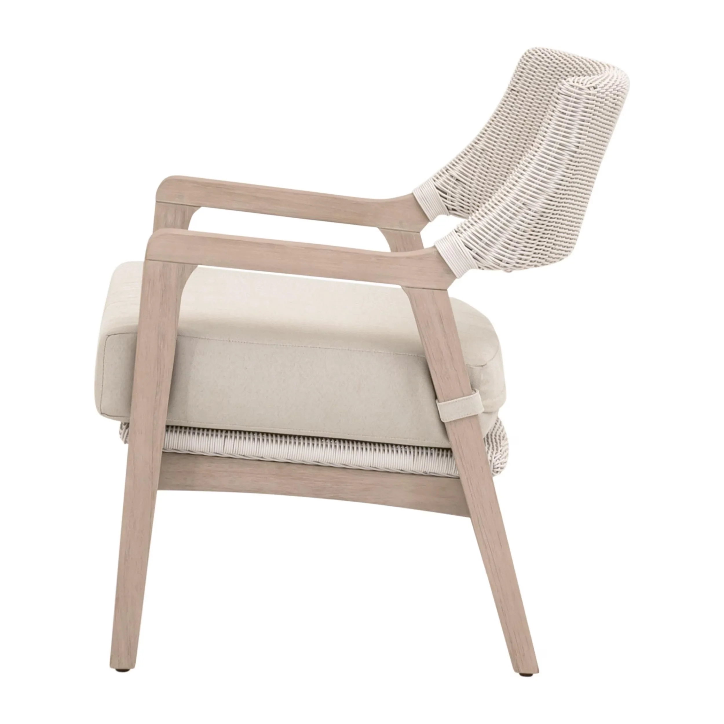 Essentials For Living Lucia Outdoor Club Chair ~ Pure White Synthetic Wicker, Performance Stone, Washed Ever Teak - Image 3