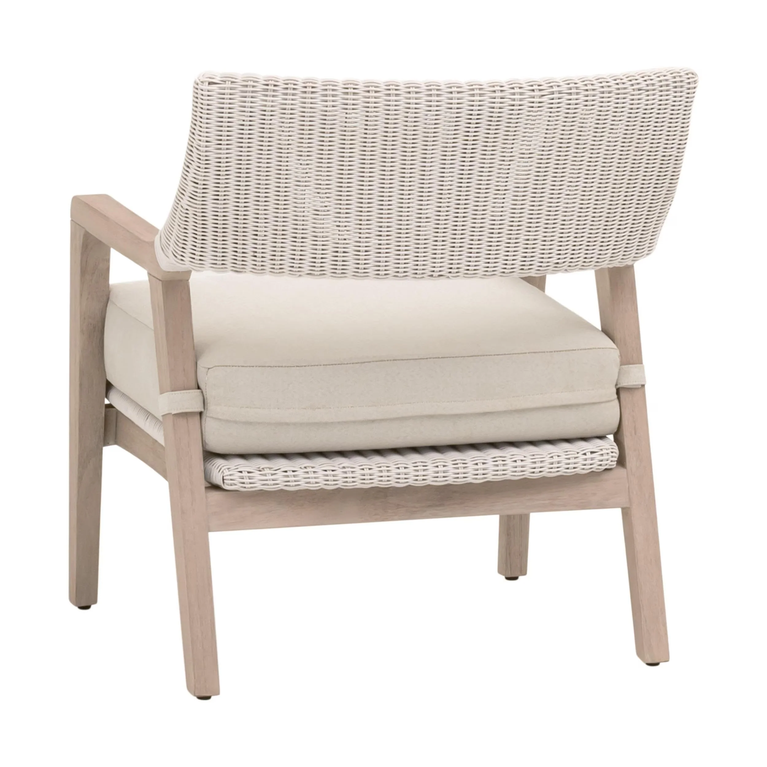 Essentials For Living Lucia Outdoor Club Chair ~ Pure White Synthetic Wicker, Performance Stone, Washed Ever Teak - Image 4