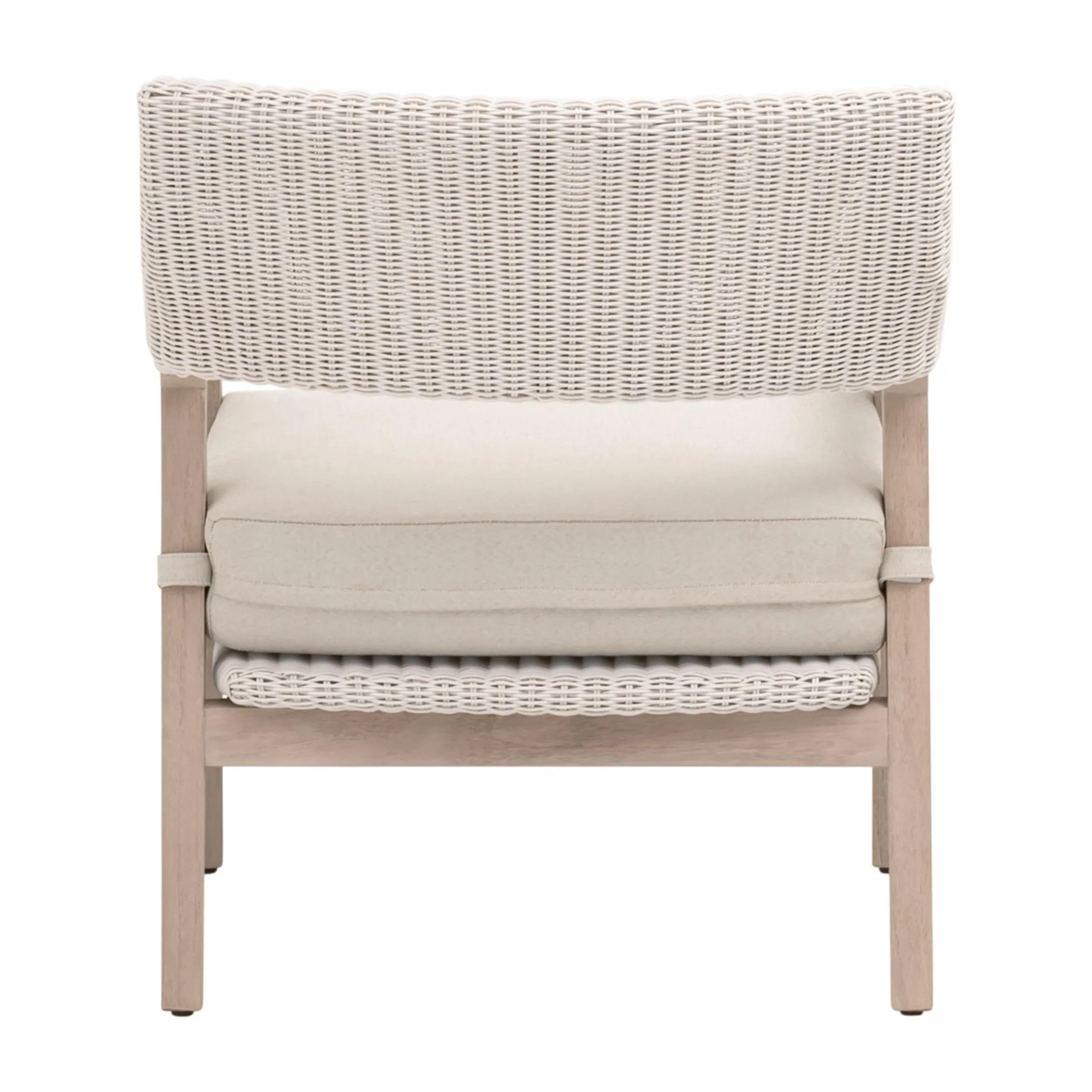 Essentials For Living Lucia Outdoor Club Chair ~ Pure White Synthetic Wicker, Performance Stone, Washed Ever Teak - Image 5