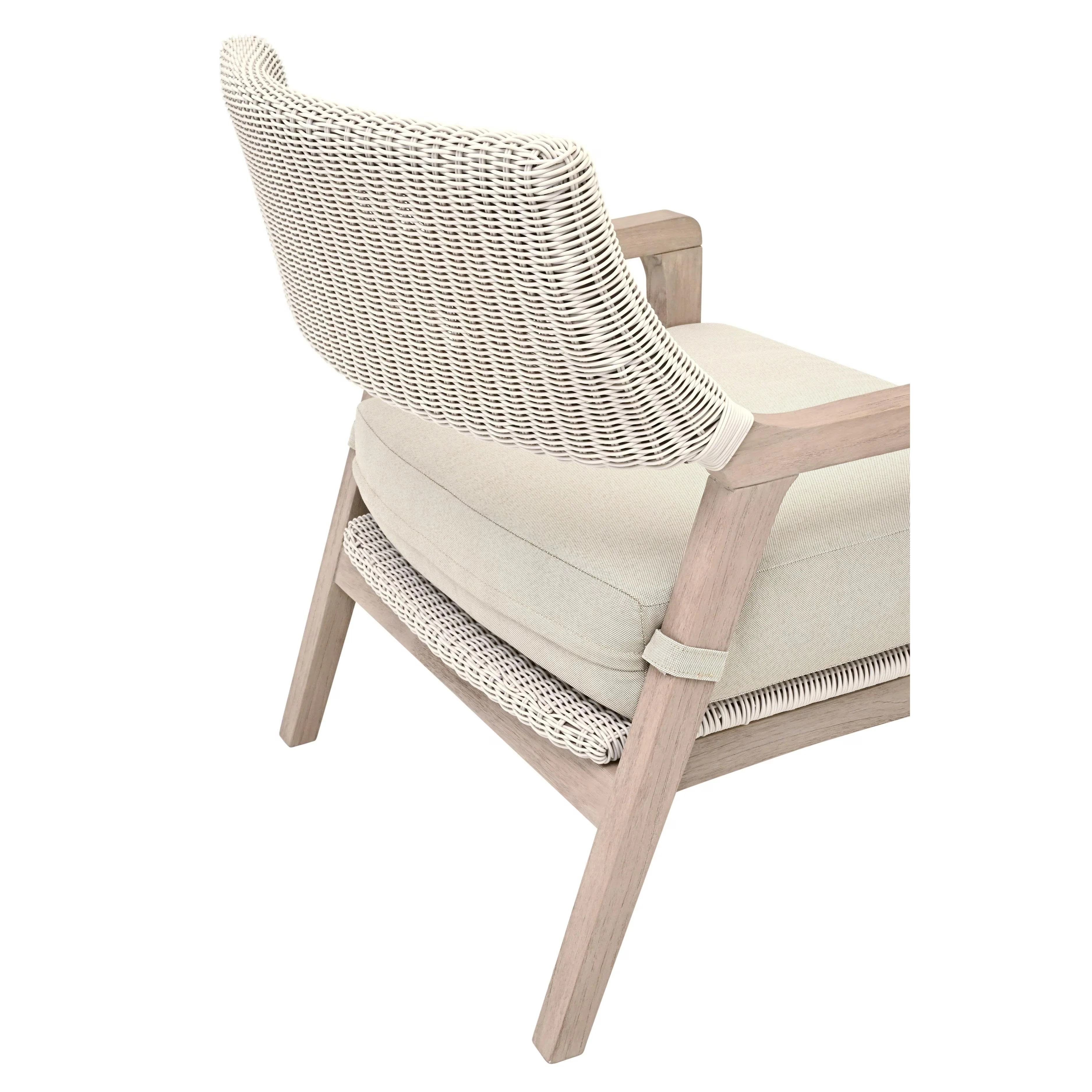 Essentials For Living Lucia Outdoor Club Chair ~ Pure White Synthetic Wicker, Performance Stone, Washed Ever Teak - Image 6