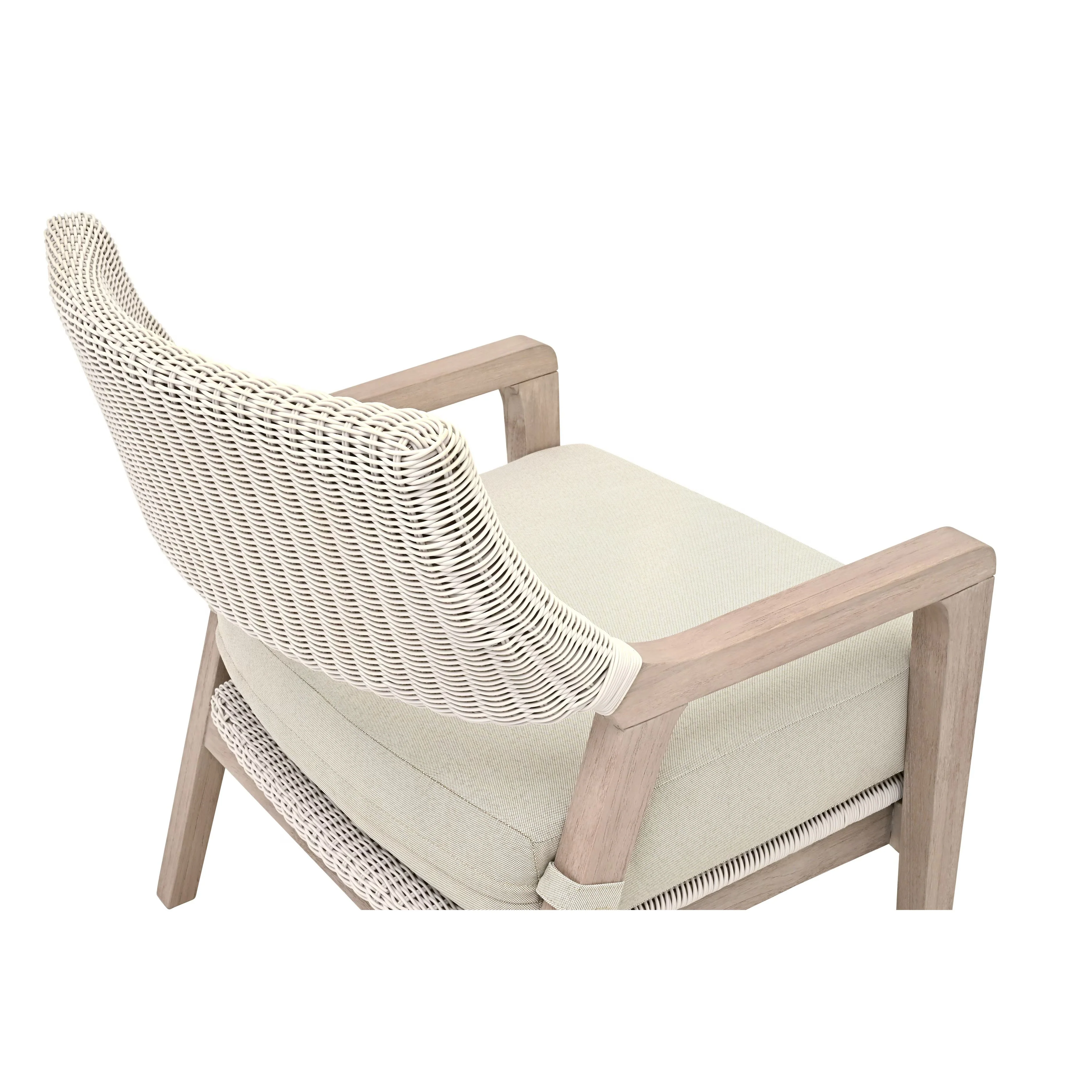 Essentials For Living Lucia Outdoor Club Chair ~ Pure White Synthetic Wicker, Performance Stone, Washed Ever Teak - Image 7